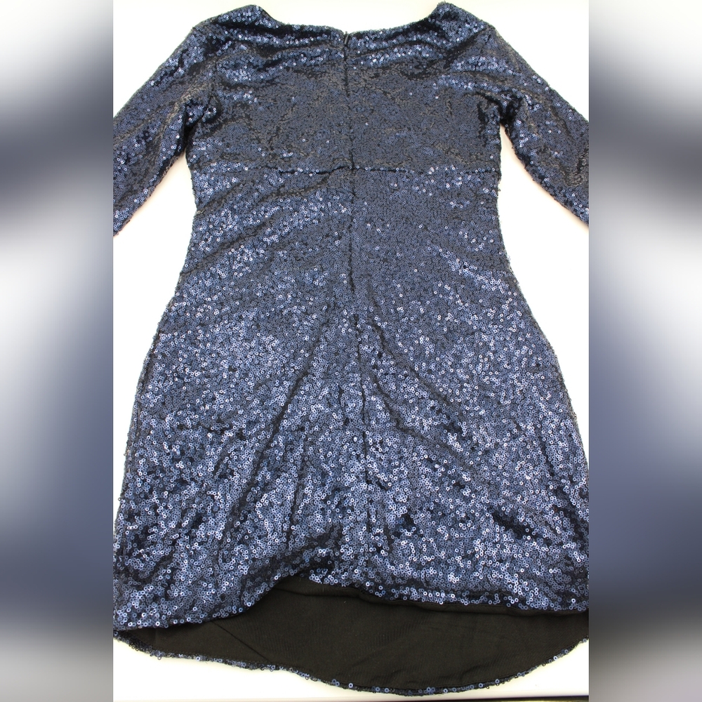 NWT Women’s Midnight Navy Sequin Long Sleeve Mini Dress – Size Small - Picture 4 of 10